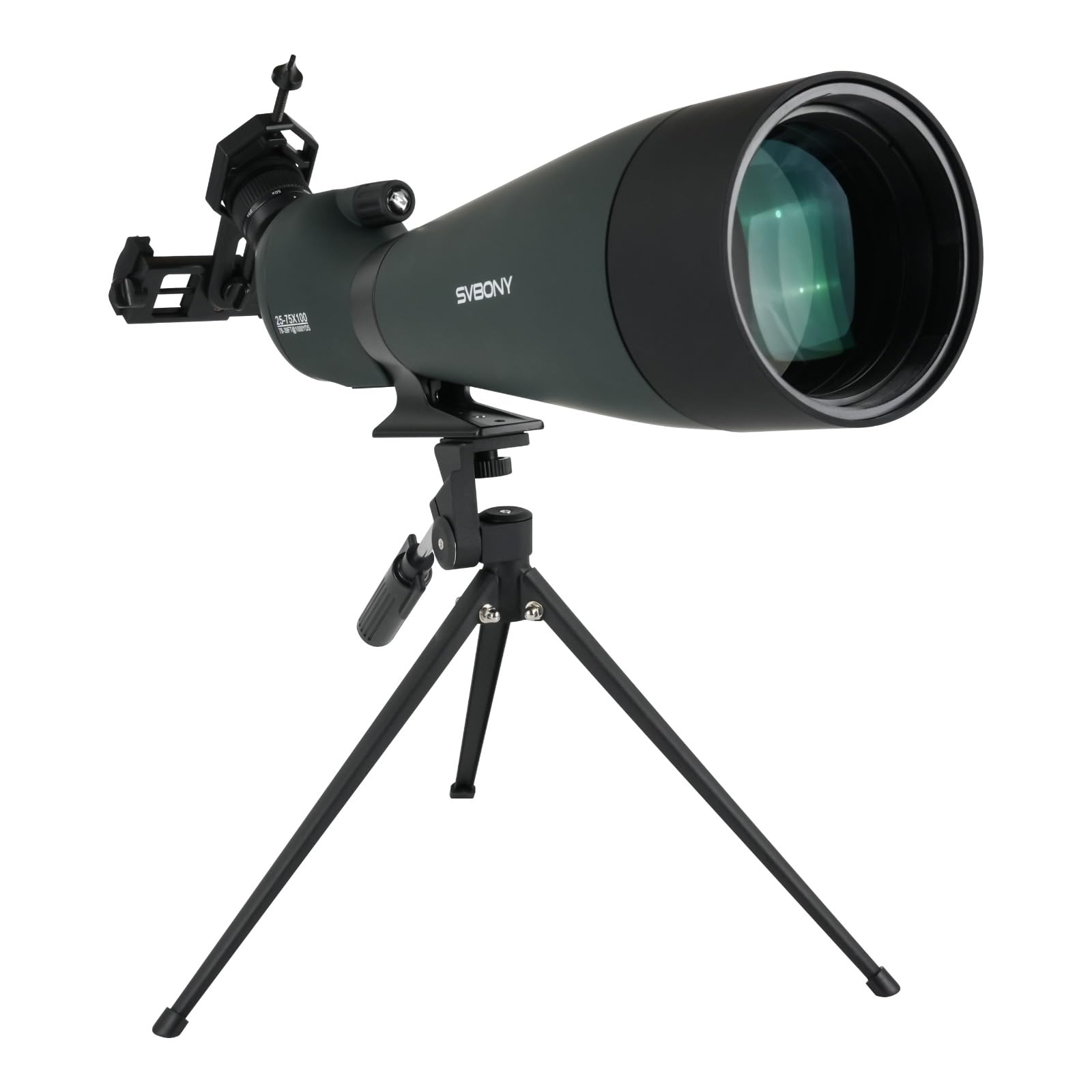 SVBONY SV28 100mm Angled Spotting Scope for Target Shooting, 25-75x Spotter Scope with Tripod for Long Range Viewing, FMC HD Opt