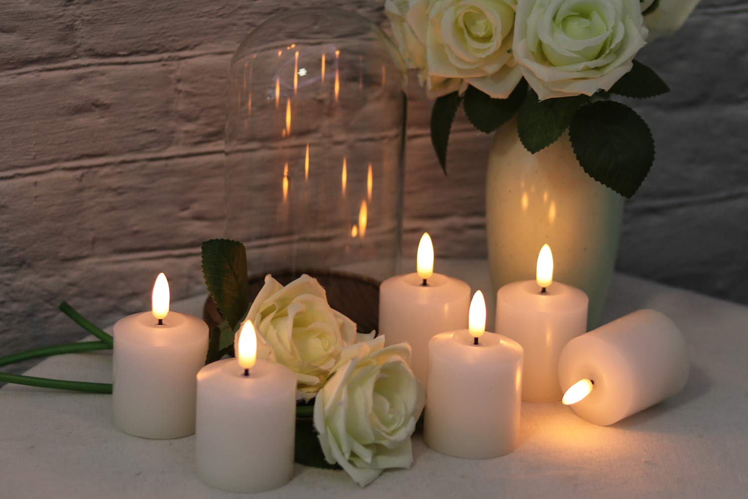 Eldnacele Flameless Flickering Votive Candles With Timer, Realistic Black Wick Led Pillar Candles D2X H3Battery Operated Candles