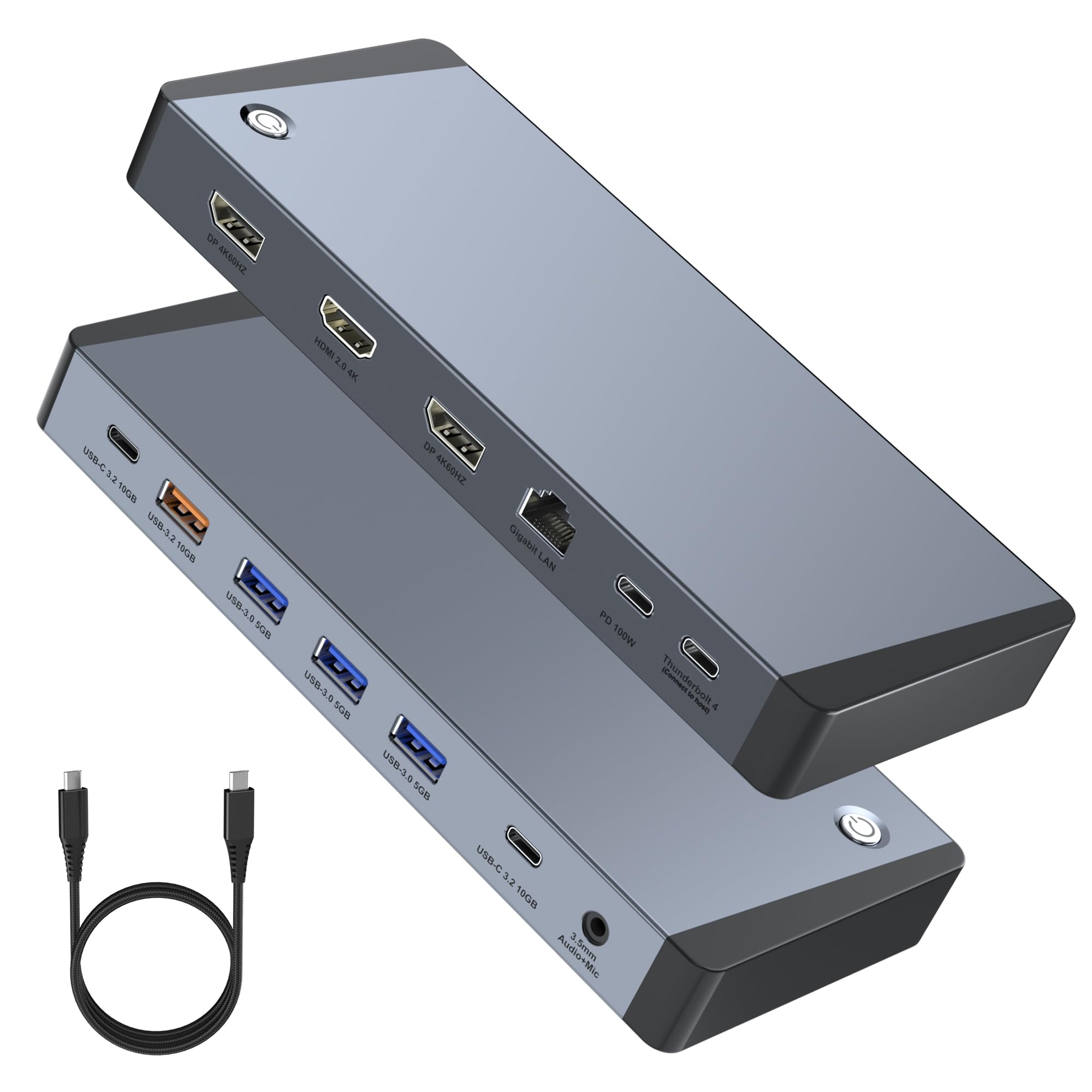 13-in-1 Laptop Docking Station 3 Monitors for Mac and Windows, USB C Hub with Triple 4K@60Hz (2DP+1HDMI), 100W PD Charging, One-