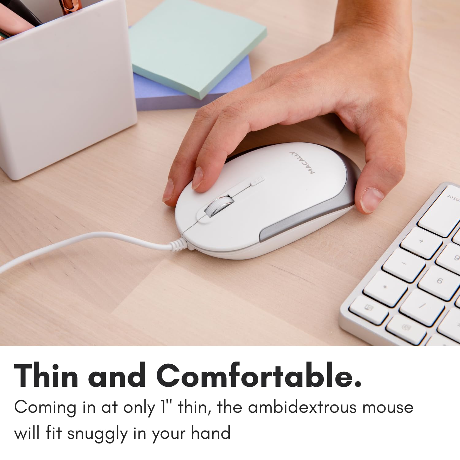 Macally Wired Usb C Mouse For Mac & Windows - 3 Button & Scroll Wheel Usb Type C Mouse - Comfortable Ambidextrous Design - Compa