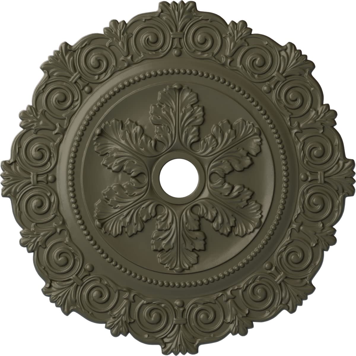 Ekena Millwork CM33SCWHF - 33 1/4OD x 3 5/8ID x 1P Scroll Medallion (Fits Canopies up to 3 5/8) - Ceiling Medallion, Witch Hazel