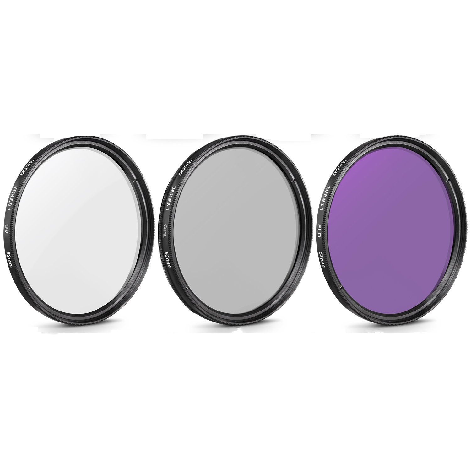 3 Piece Filter Kit (Uv-Cpl-Fld) + Tulip Lens Hood + Soft Rubber Hood + Lens Cap + For Select Canon, Nikon, Sony, Olympus, Panaso