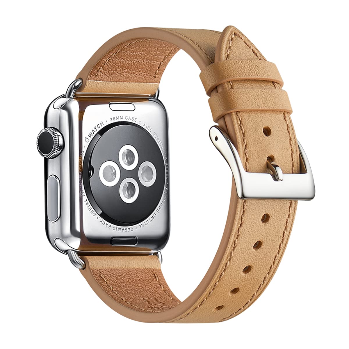 Bestig Band Compatible For Apple Watch 42Mm 44Mm 45Mm 49Mm, Genuine Leather Replacement Strap For Series 8 7 6 Se 5 4 3 2 1, Spo