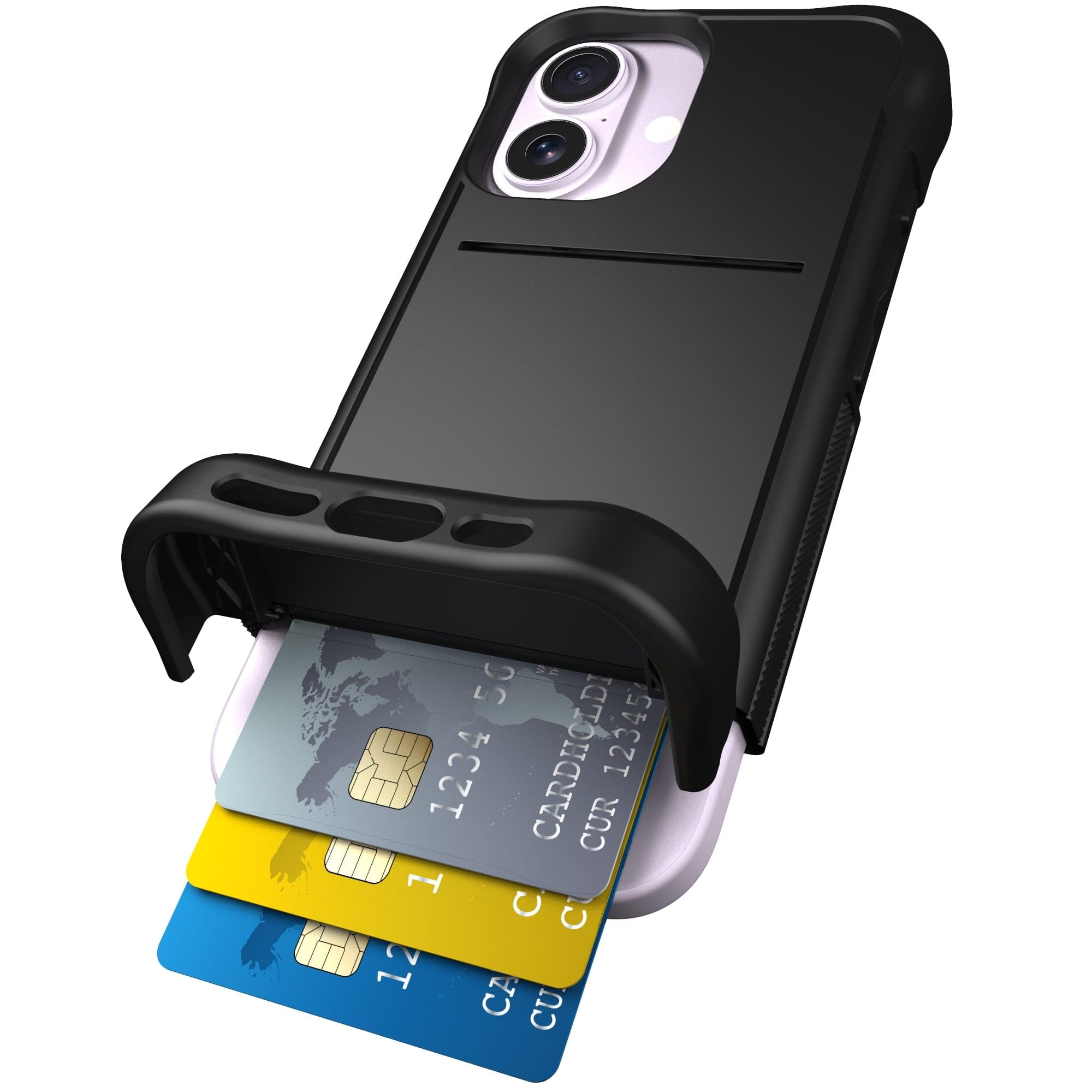 Scooch for iPhone 17 Case with Card Holder, Wingmate Wallet Case with Hidden Card Slot and RFID Protection, Holds 3 to 4 Cards, 