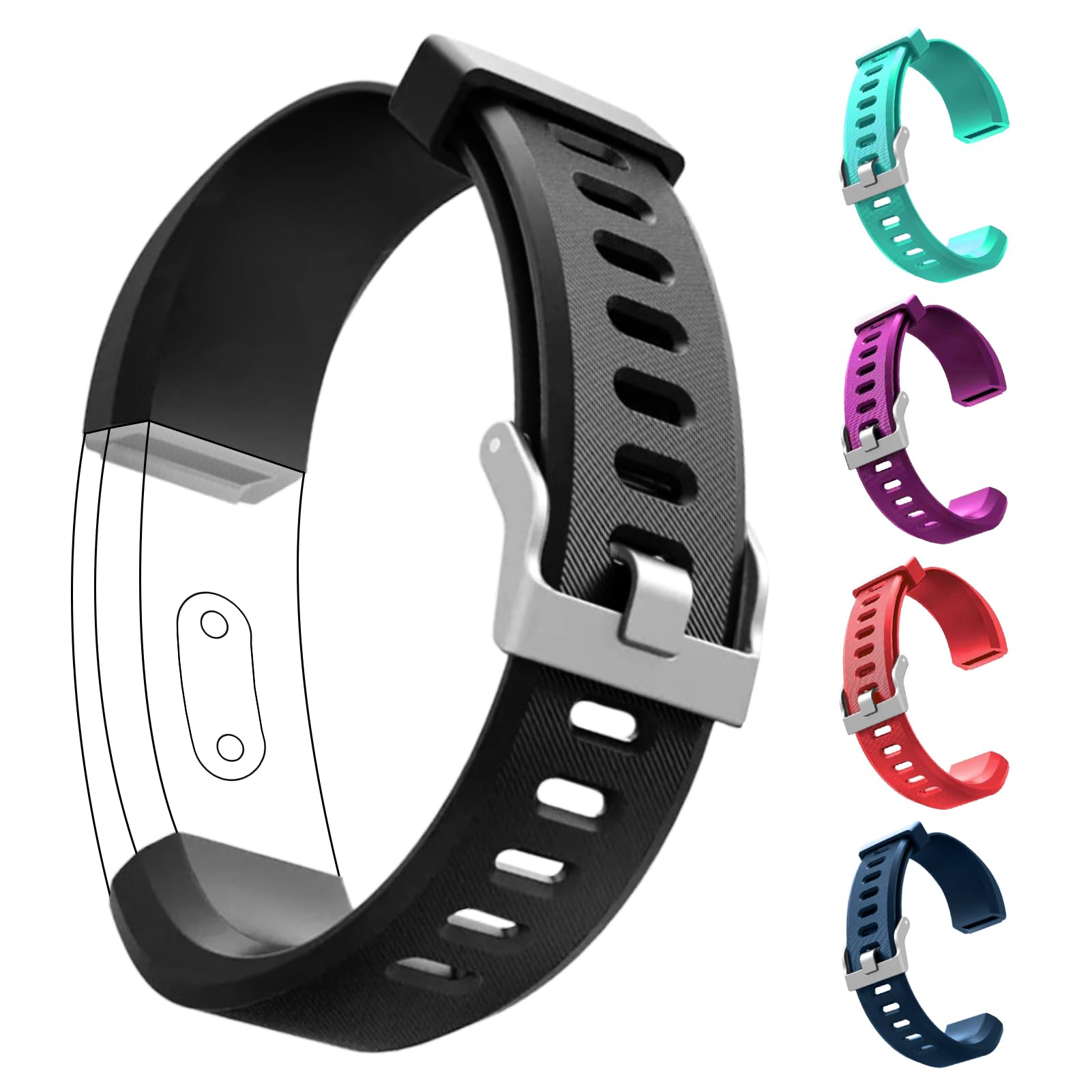 Hoeslaw 5 Pcs Watch Bands Replacement For Id115Plus Hr Only, Very Fit Pro Activity Fitness Tracker Wrist Bands Set, Multicolor V