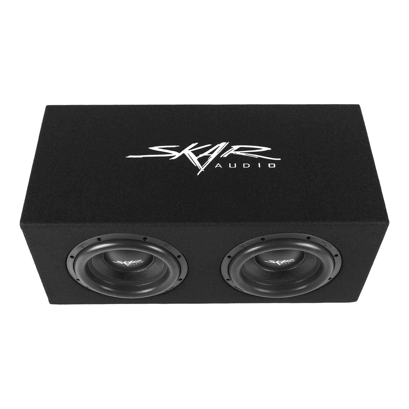 Skar Audio Dual 10" SVR-2X10D4 Vented Subwoofer Enclosure - Black Wood, 3200W Power, Loaded Design