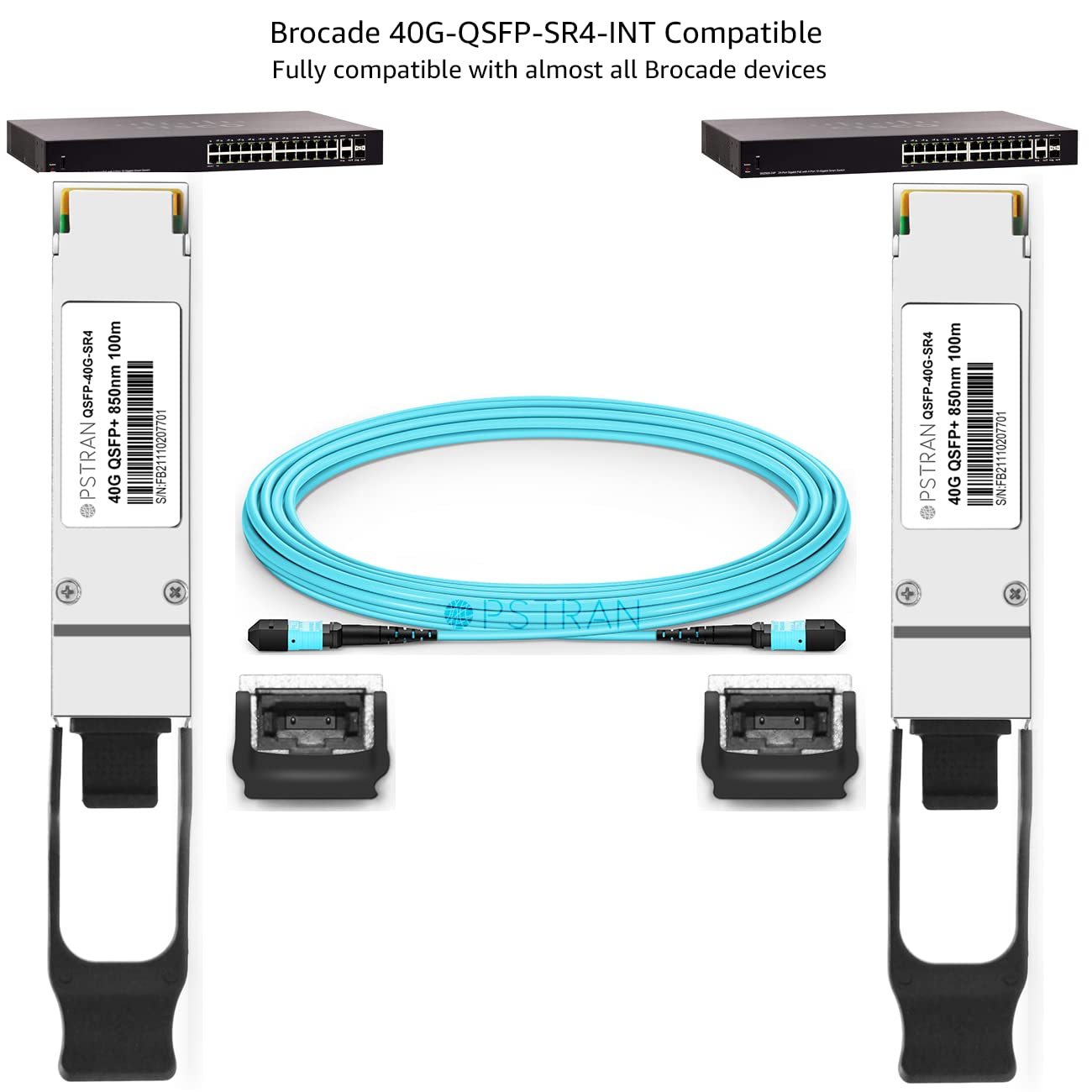 Opstran 40Gbase Sr4 Qsfp+ Optical Transceiver Module Compatible With Brocade 40G Qsfp Sr4 Int 40G Qsfp+ 850Nm 100M Ddm Mtp/Mpo 1