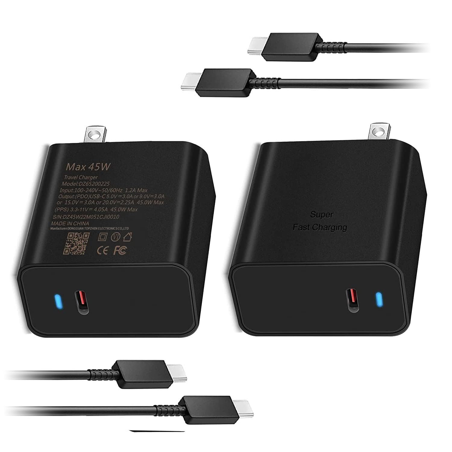 45W Usb C Charger Samsung Super Fast Charger Type C For Samsung Galaxy S24 Ultra/S24/S24+/S23 Ultra/S23/S23+/S22 Ultra/Z Fold 4/Fold 5/Fold 6,S24 Ultra Type C Fast Charger & Fast Charging Cord,2 Pack