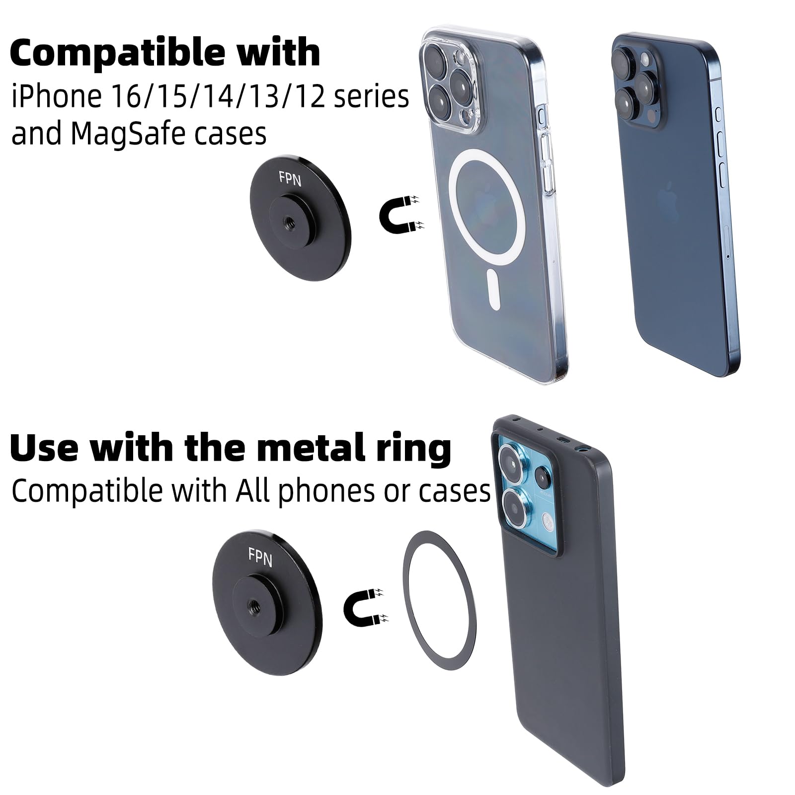 Fpn Magnetic Phone Holder For Desk,Flat Surface,Rod,Music Stand,Kitchen Cabinet, With Strong Clamp 360Adjustable Magic Arm Cell