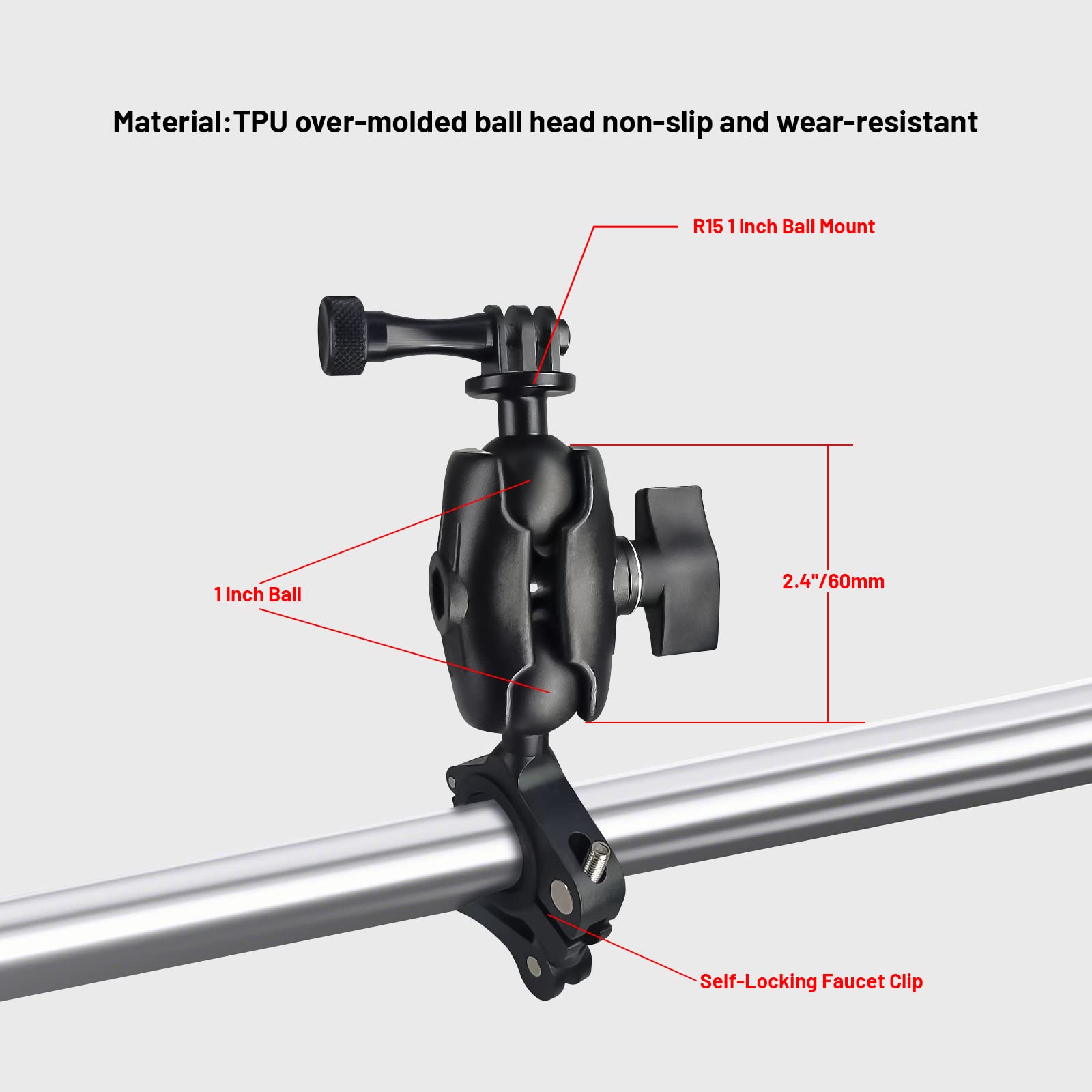 60Mm Double Socket Arm Fast Disassembly Set Compatible With Ram Mount,Suitable For Car Phone Holder(S-L601815)