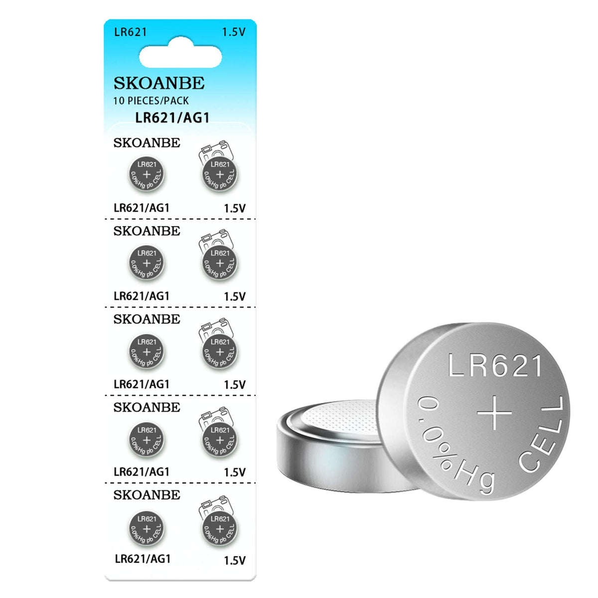 Skoanbe 10Pcs Lr621 Ag1 Sr621Sw 364 Lr60 164 1.5V Watch Battery