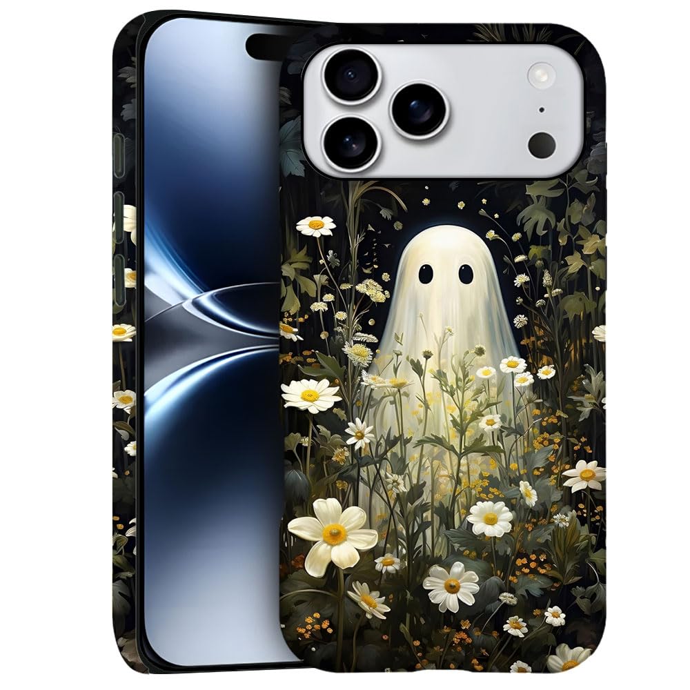 Case for iPhone 17 Pro Max - Slim Fit Anti-Scratch Phone Case for Girl Women - Floral Ghost Flower Pastel Goth (Frosted)