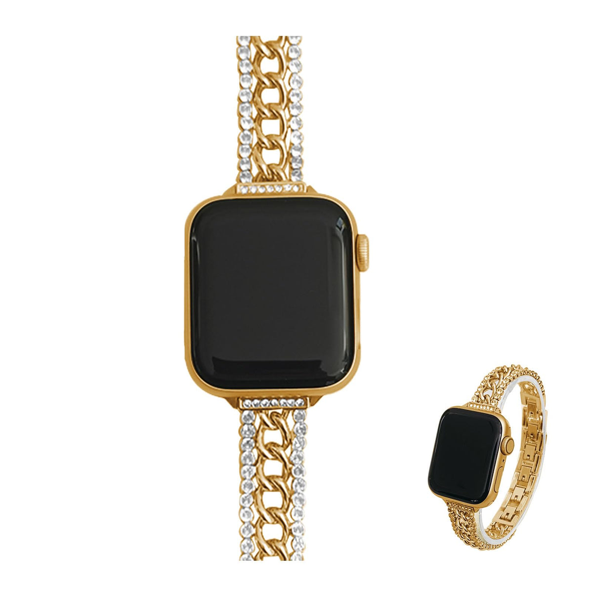 Kolgios 38/40/41Mm Gold Women Bling Diamond Chain Smartwatch Band Compatible For Apple Watch Bands Series 9/8/7/6/Se/5/4Shiny Cl