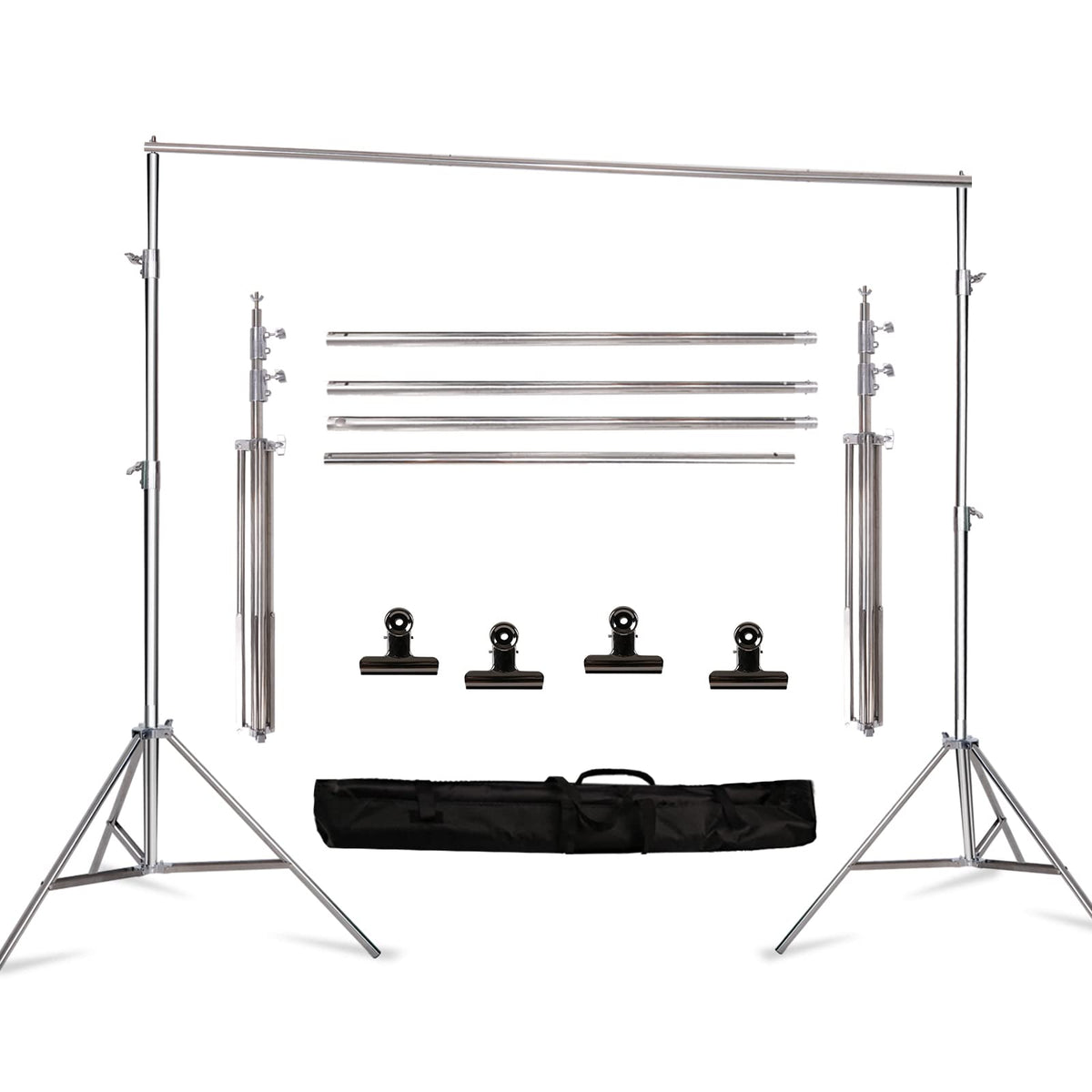 Gskaiwen 8.5 * 10 Ft Stainless Steel Backdrop Stand,Photo Video Adjustable Background Support System Stand Kit With Carry Bag Fo