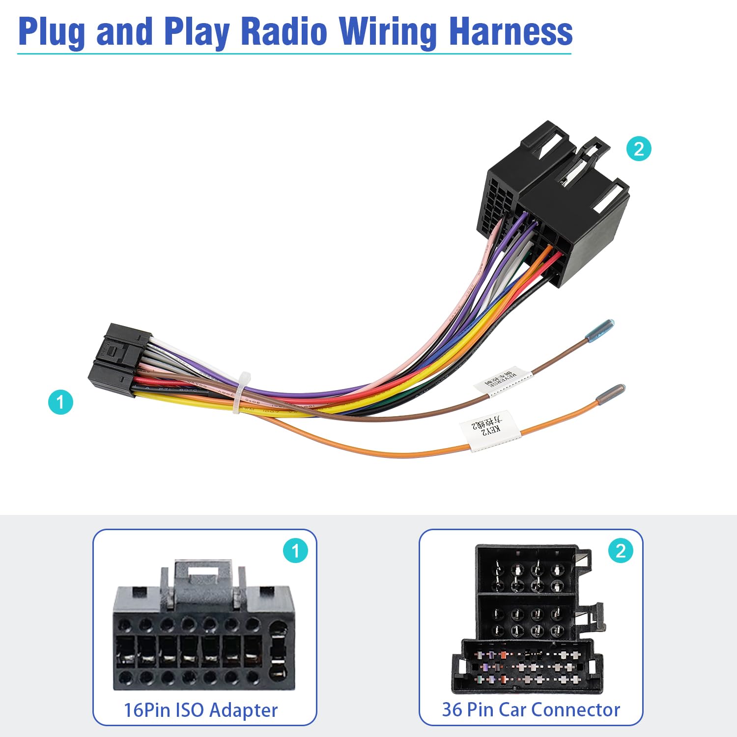 Jayubien Radio Stereo Wiring Harness Adapter Compatible With Hyundai Elantra Genesis Santa Azera Kia Forte Optima Rio 36Pin Car