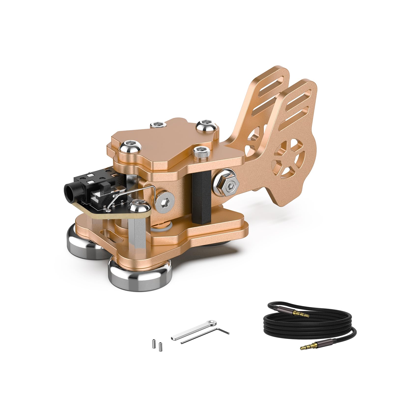 Mini Key Morse Radio Ham Send Telegram Double Paddle Morse Code Key With Stainless Steel Body Three Neodymium Magnets Base Gold