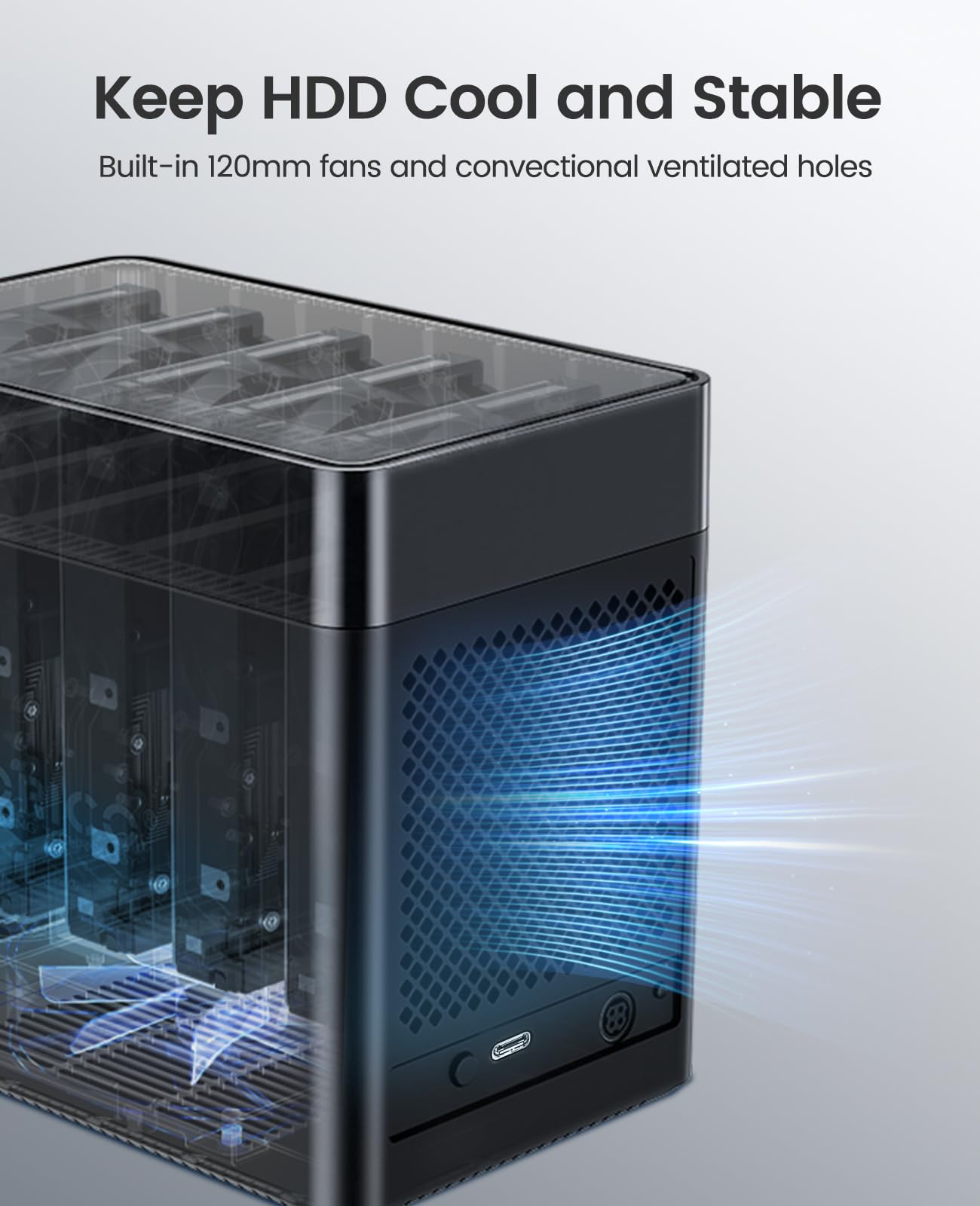 Orico 5 Bay 3.5 Inch Hard Drive Enclosure Usb C To Sata Magnetic Tool Free External Hdd Enclosure With 12V/6.5A Power Adapter Fo