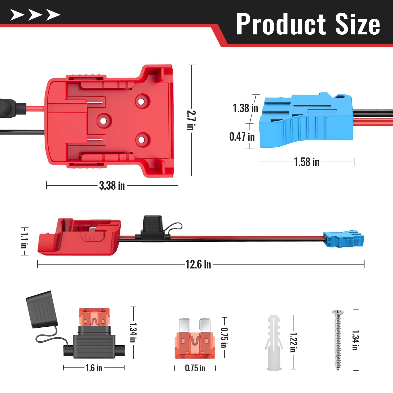 Kzreect Battery Adapter Compatible With Milwaukee 18V Battery, Conversion Kit With Fuse Holder And Wire Harness Connector Compat