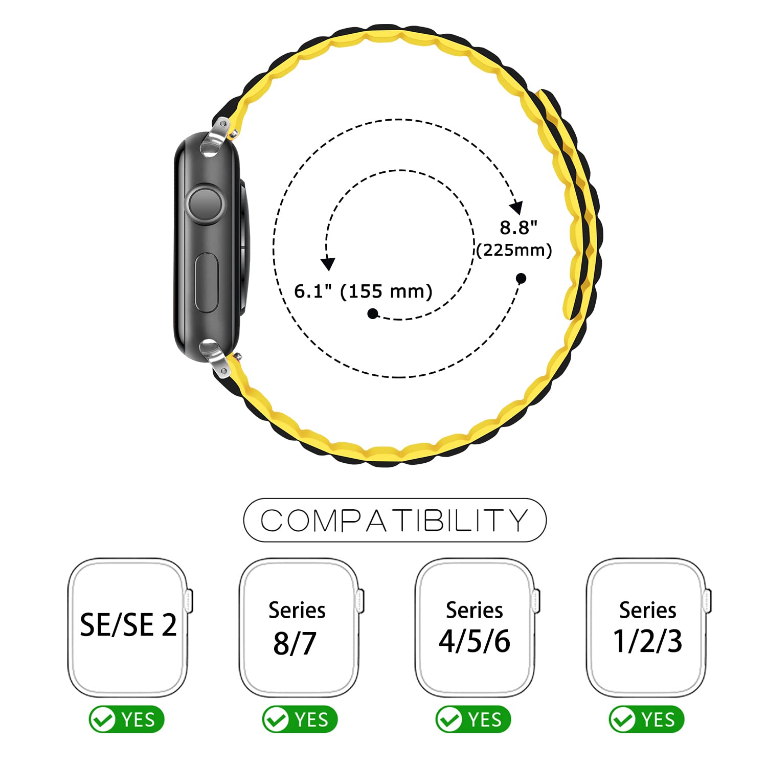 Tasikar Silicone Magnetic Bands Compatible With Apple Watch Band 42Mm(Series 10) 41Mm 40Mm 38Mm, Adjustable Strap With Strong Ma