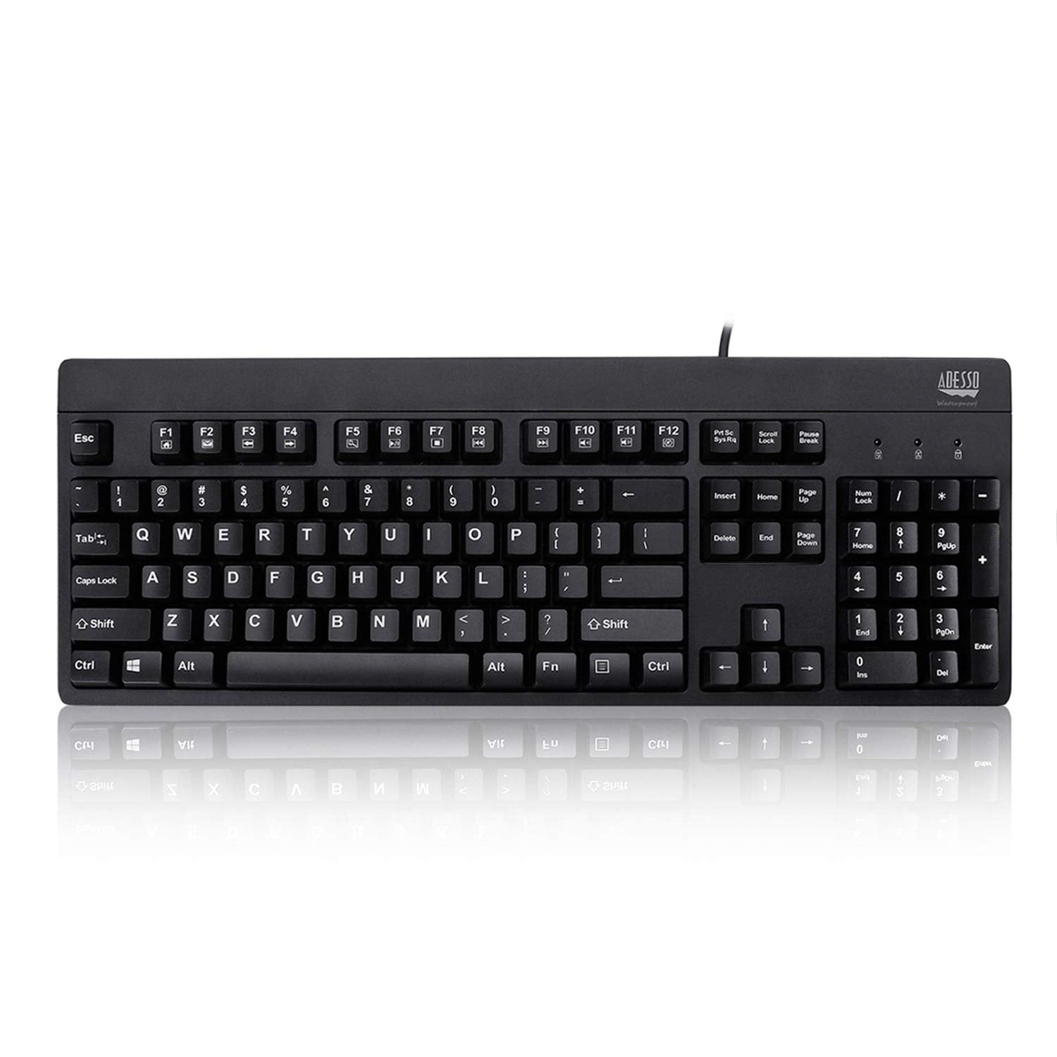 Adesso Easy Touch 630Ub, Antimicrobial Waterproof Keyboard (Akb 630Ub),Black