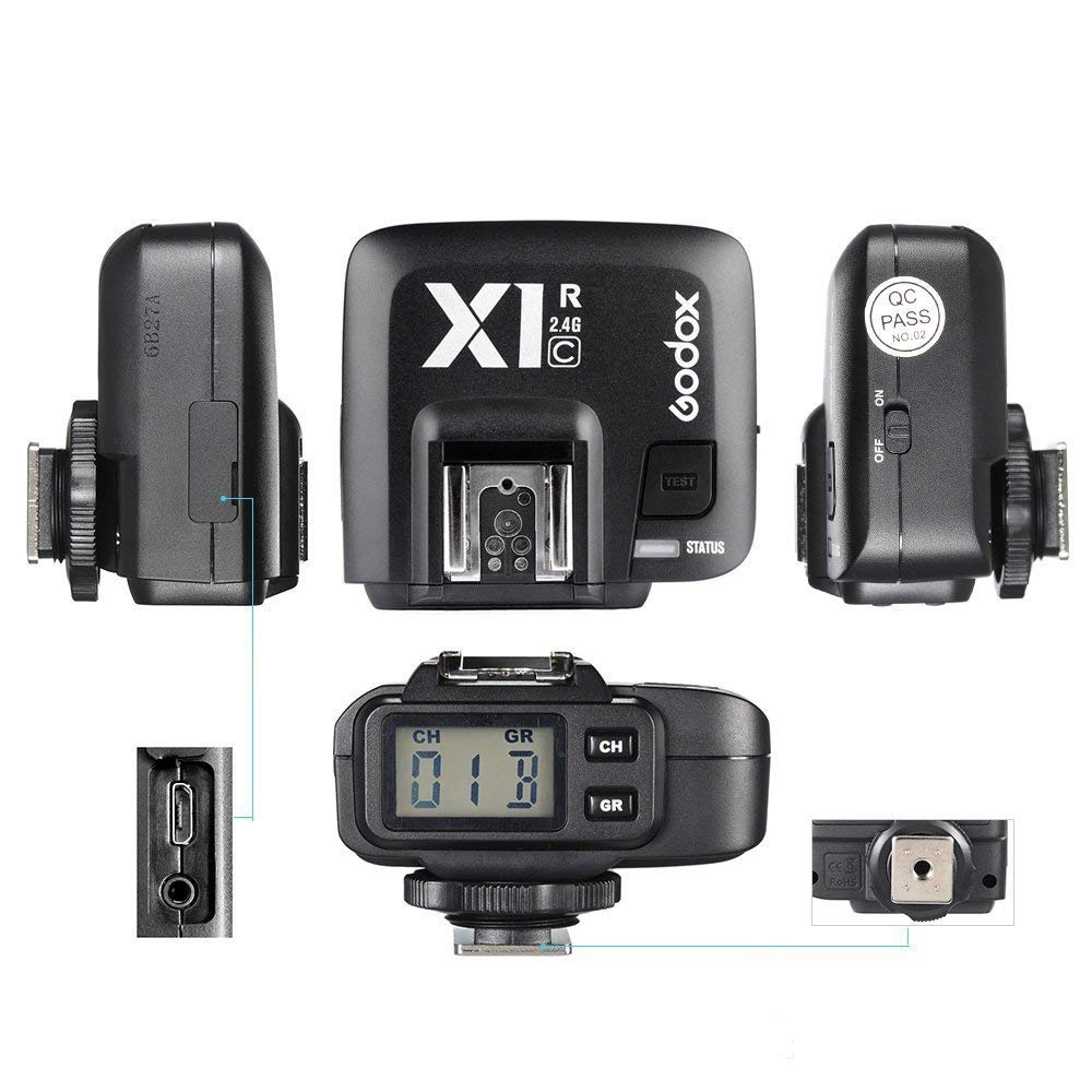 Godox X1R C E Ttl 1/8000S Wireless Remote Flash Receiver Shutter Release Compatible With Canon Eos Cameras Godox V1 Tt350N Ad200