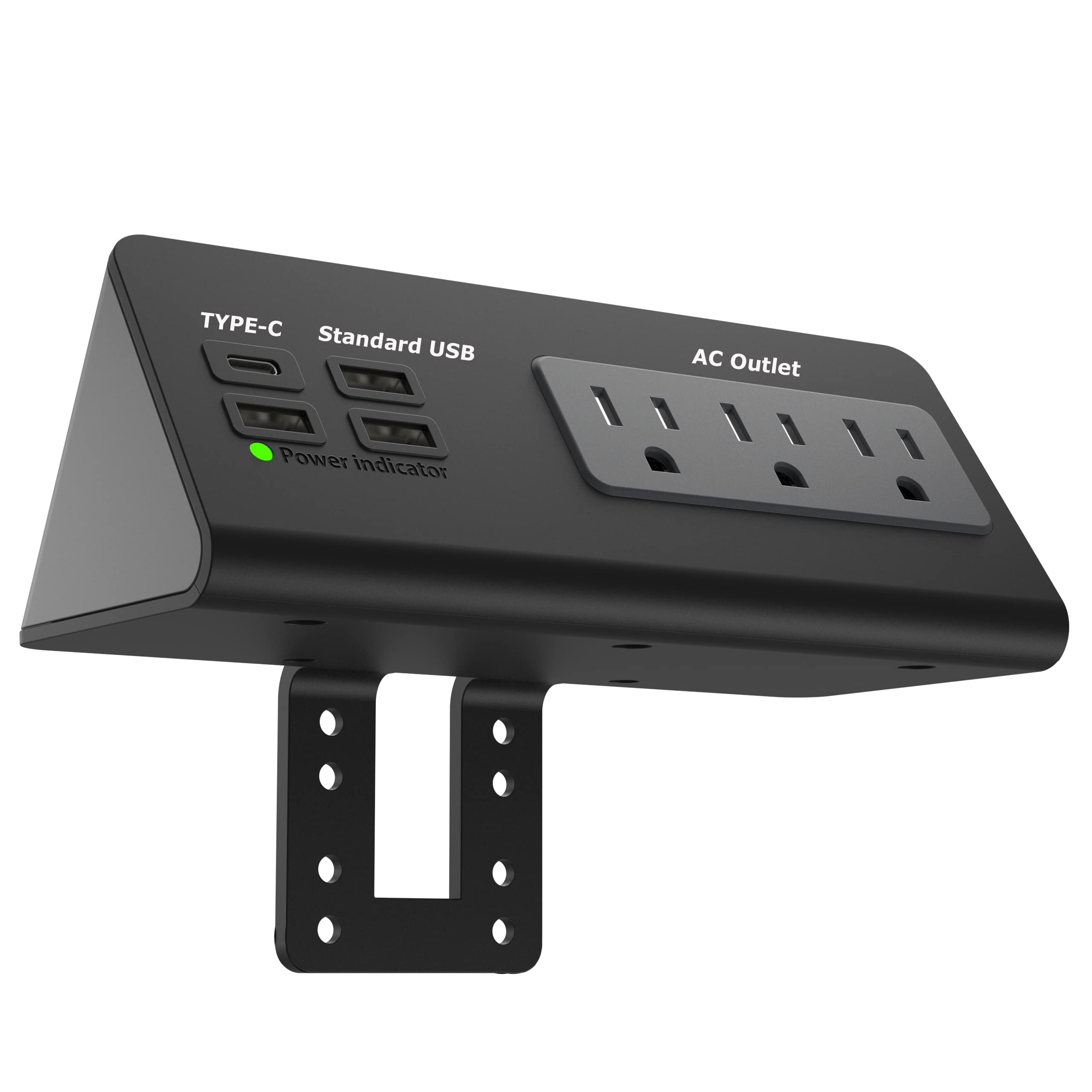 Power Charge Station Edge Clamp Mount With Usb C Ports,Tabletop Surge Protector, Desk Clamp Power Sockets With 3 Ac Outlets And