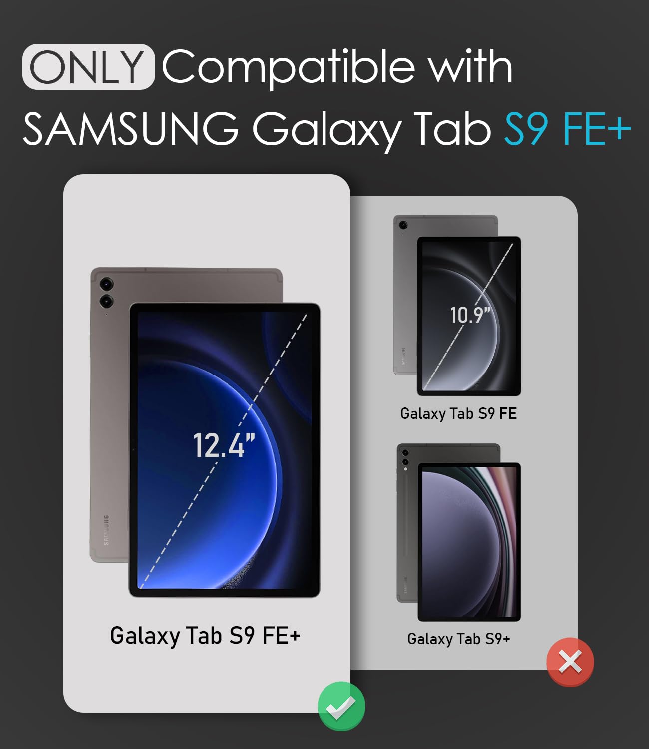 Nillkin For Samsung Galaxy Tab S9 Fe Plus Case With Detachable Keyboard, Multi Touch Trackpad, 7 Color Backlit, S Pen Holder, Ru