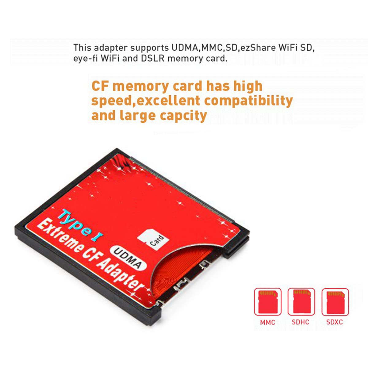 Chenyang SD to CF Card Adapter SDHC SDXC to Standard Compact Flash Type I Card Converter UDMA Card Reader with SD Card