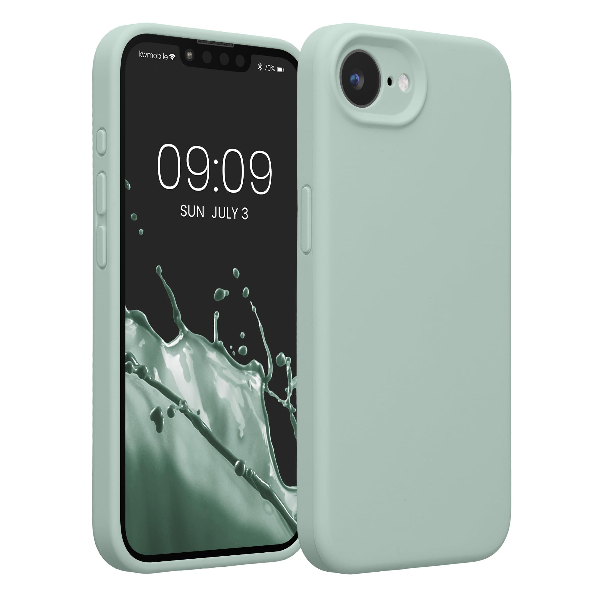 kwmobile Case Compatible with Apple iPhone 17e / iPhone 16e Case - Slim TPU Silicone Phone Cover - Soft Touch Finish - Cool Mint