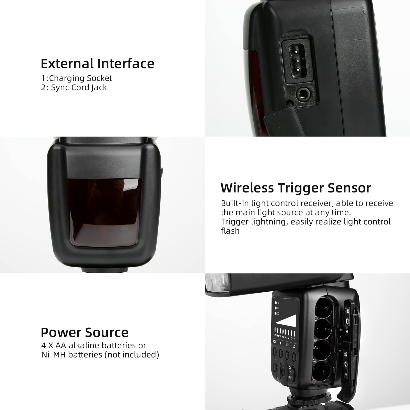 Photoolex Fk300 Camera Flash Speedlite For Canon Nikon Sony Panasonic Olympus Fujifilm Pentax Sigma Minolta Leica And Other Slr