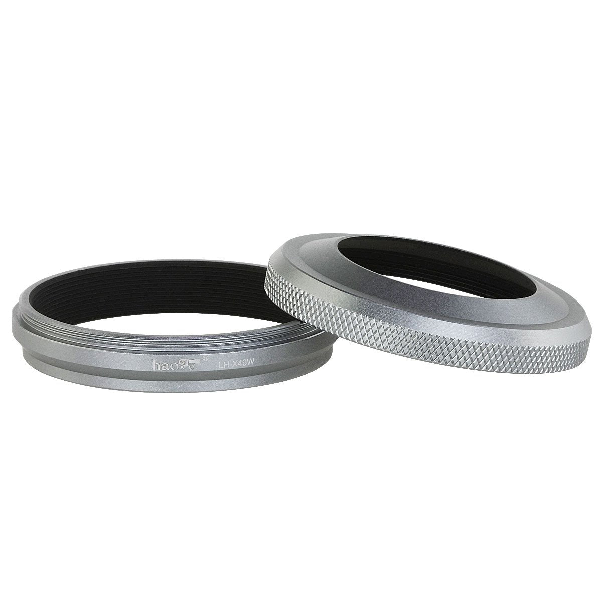 Haoge Lh X49W 2In1 All Metal Ultra Thin Lens Hood With Adapter Ring Set For Fuji Fujifilm Finepix X70 X100 X100S X100T X100F Silver Replaces Fujifilm Lh X100 Ar X100 Lh X70