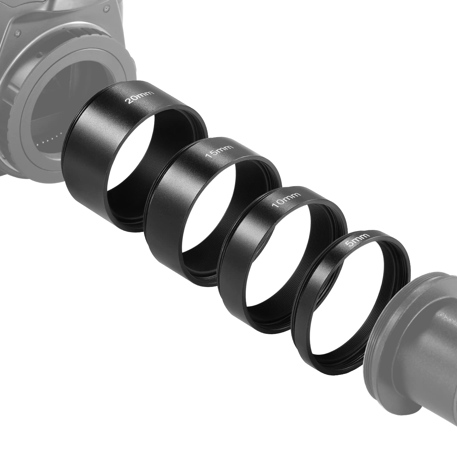 Neewer 4 Pcs T2 Extension Tube Kit, 5Mm 10Mm 15Mm 20Mm Extension Tube With Double Sided M42X0.75Mm Thread, Telescope Accessory F