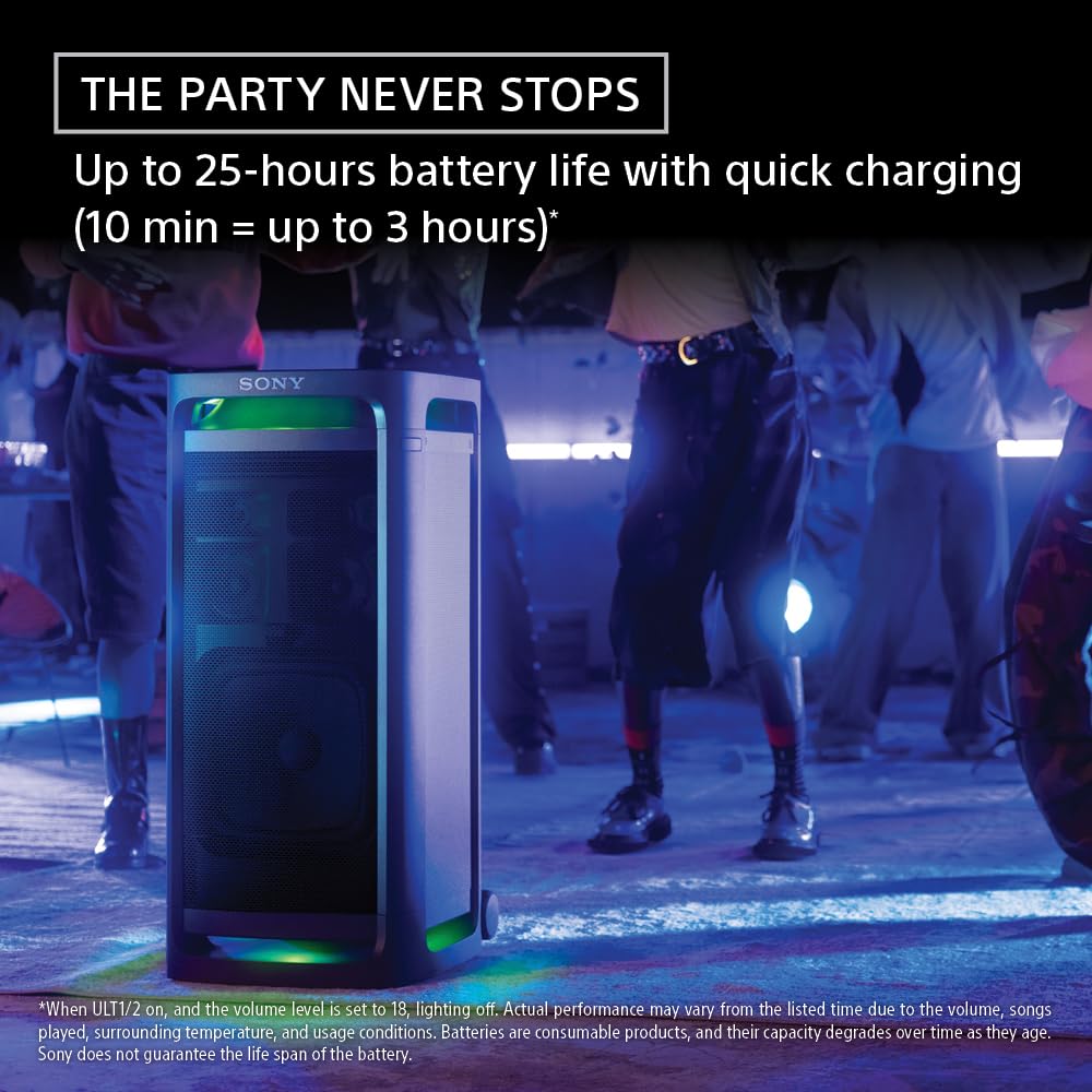 Sony Ult Tower 9 Bluetooth Karaoke Party Speaker With Powerful Bass, 360 Sound And Party Lights, 25 Hour Battery, And Convenient