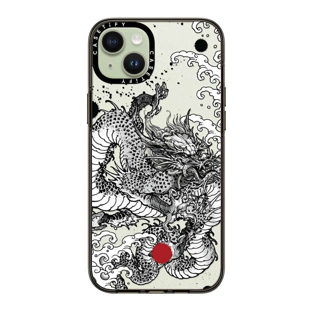 Casetify Compact Iphone 15 Plus Case [2X Military Grade Drop Tested / 4Ft Drop Protection]   Power Dragon   Clear Black