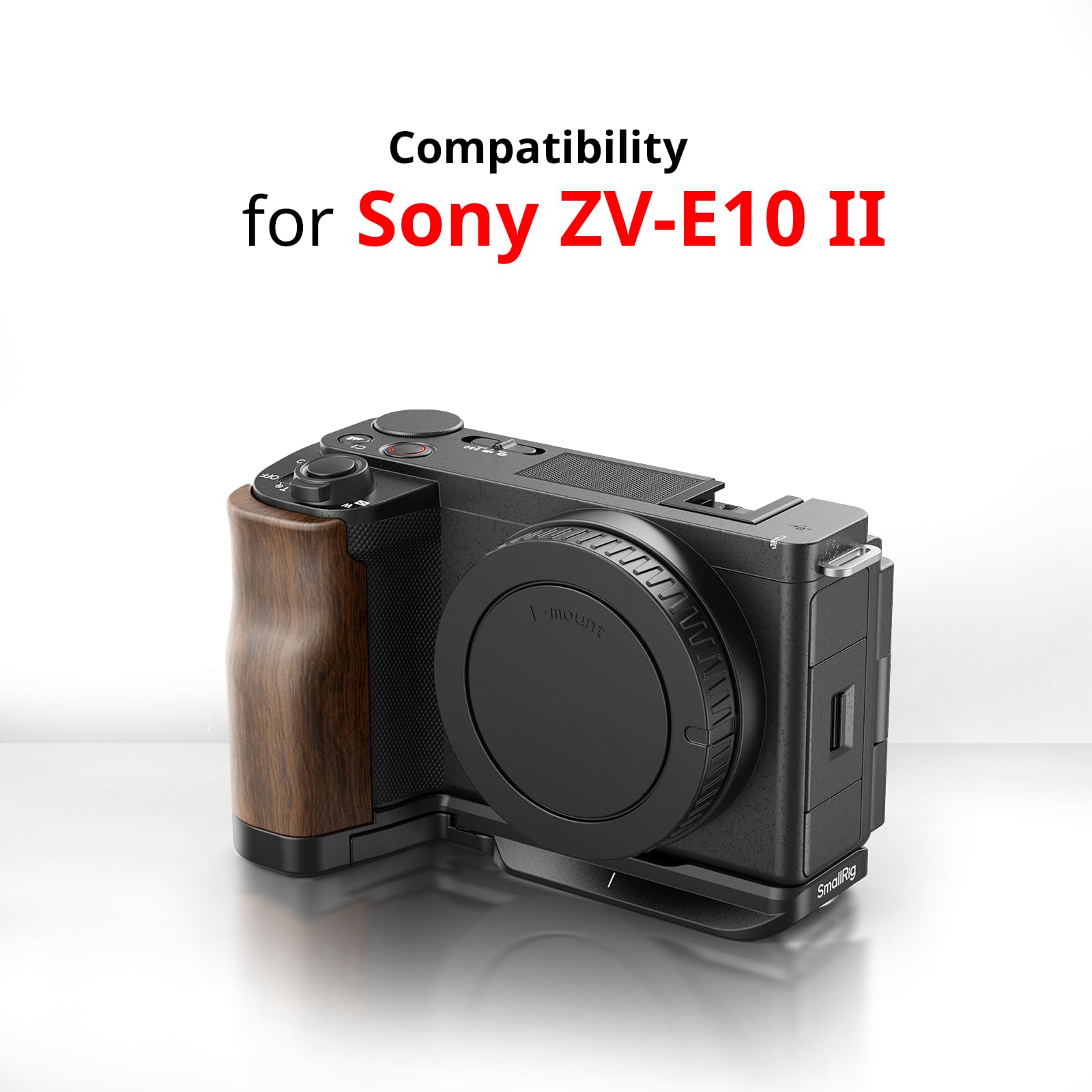 Smallrig Zv-E10 Ii L-Shape Plate With Wooden Handle, Handgrip For Sony Zv-E10 Ii, Built-In Quick Release Plate For Arca, 1/4-20