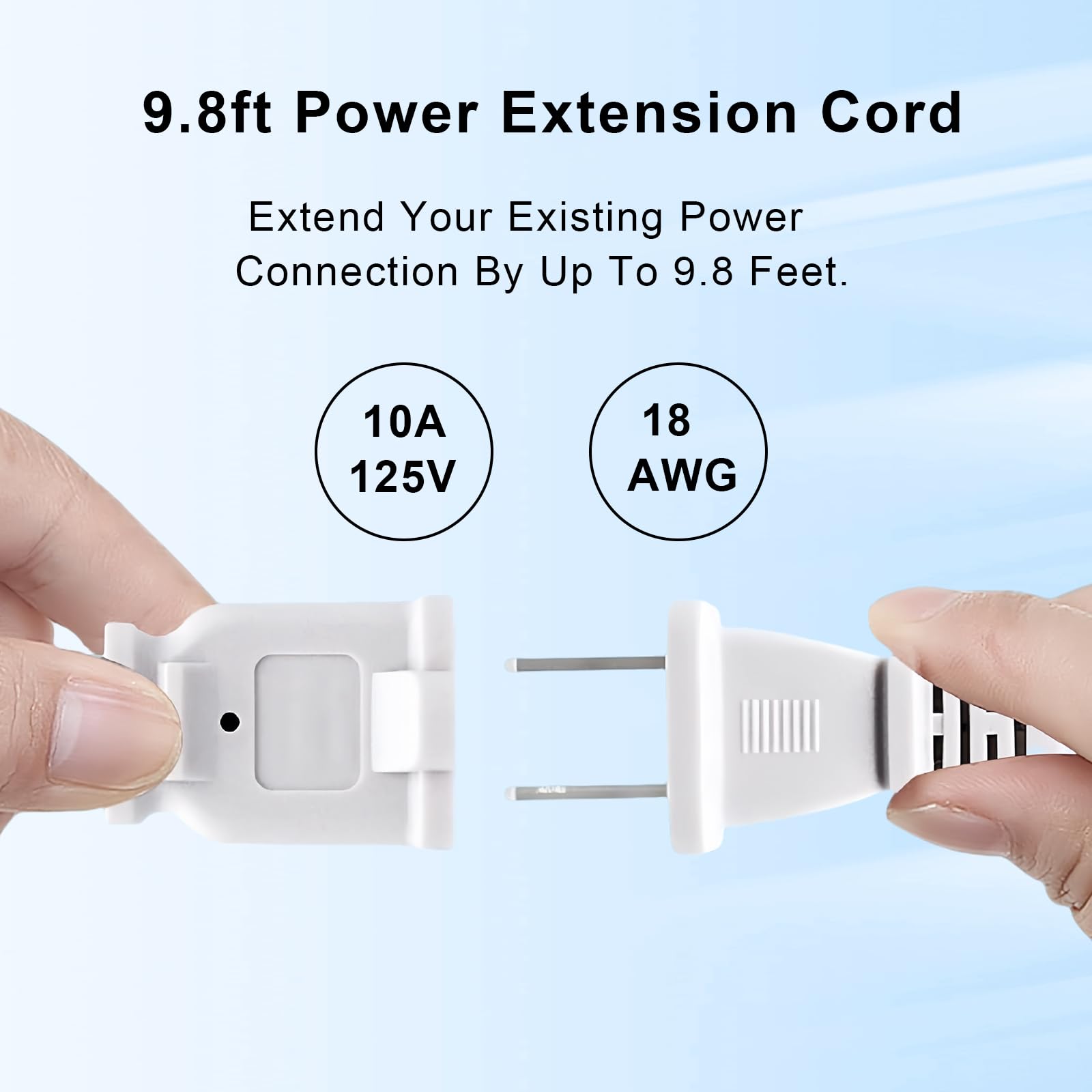 2 Prong Extension Power Cord 10Ft