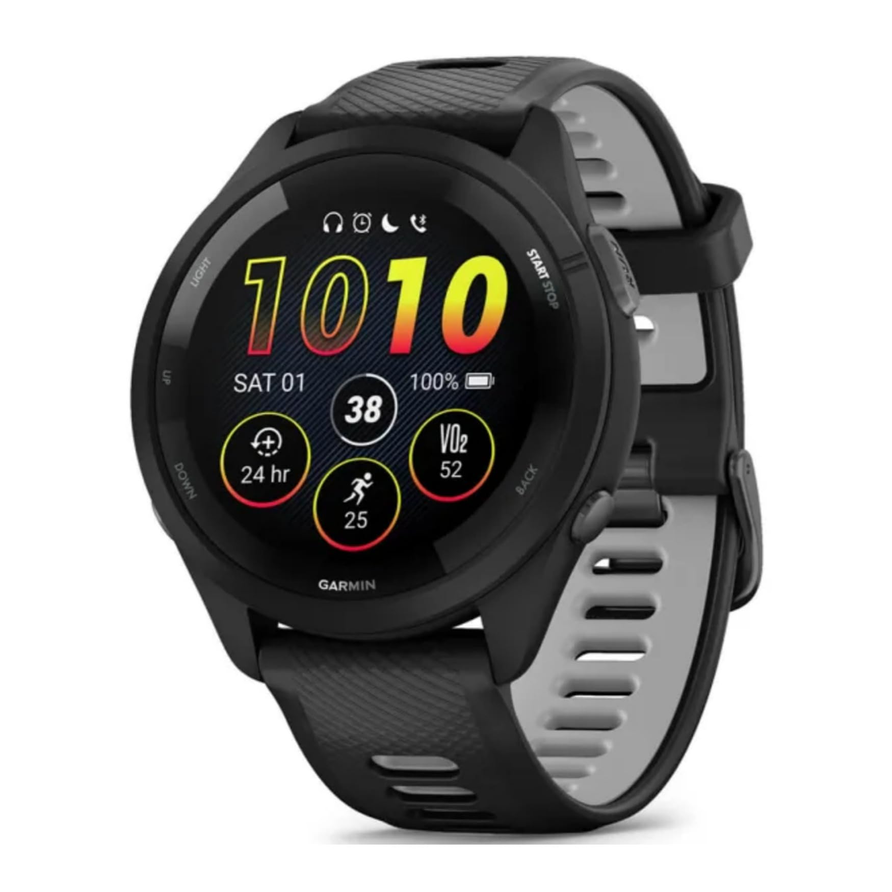 Garmin Forerunner 265 Running Smartwatch, Colorful Amoled Display, Training Metrics And Recovery Insights, Black And Powder Gray