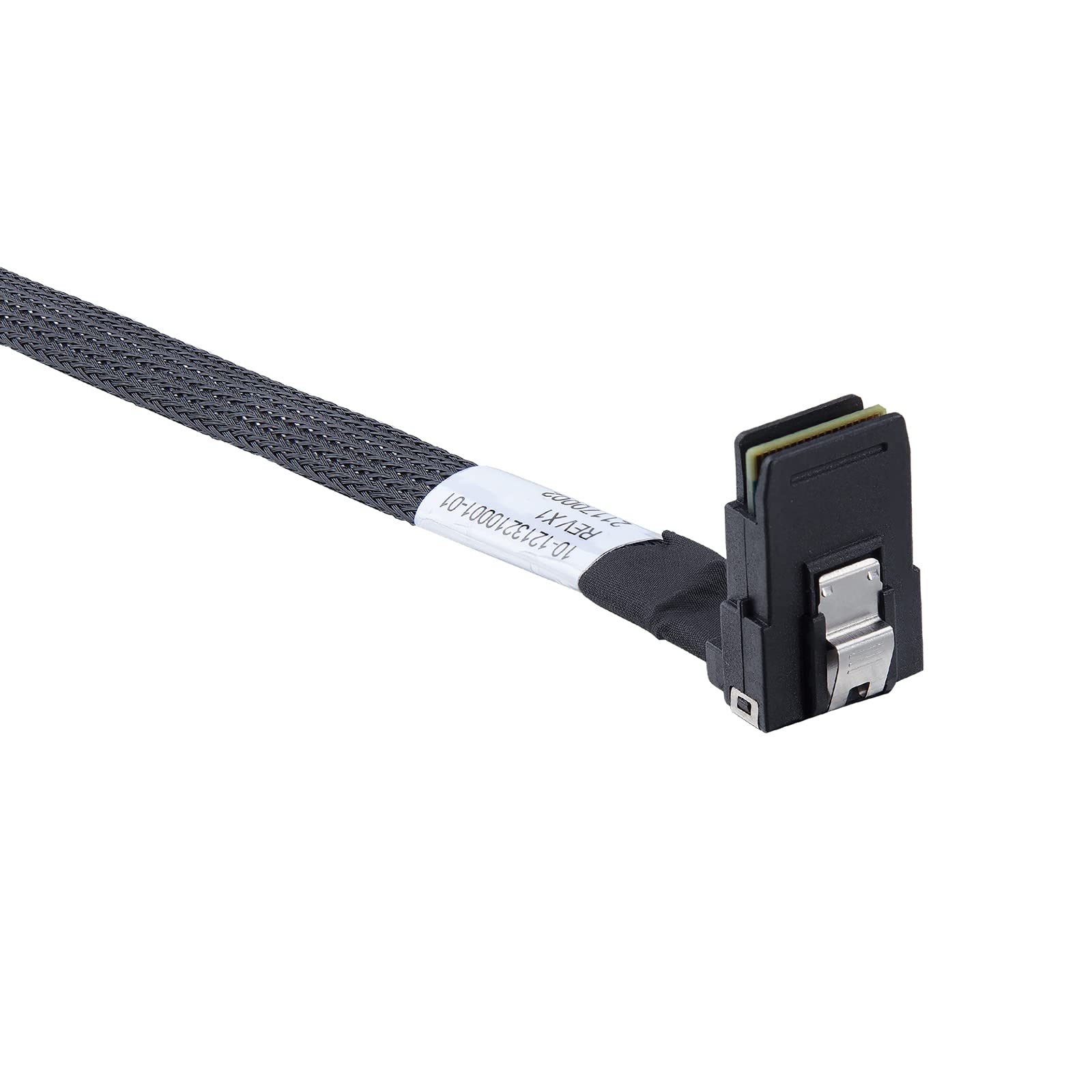 10Gtek# 6G Internal Mini Sas Sff 8087 To Sff 8087 Cable, Straight To Right Angle, 100 Ohms, 0.5 M(1.6Ft)