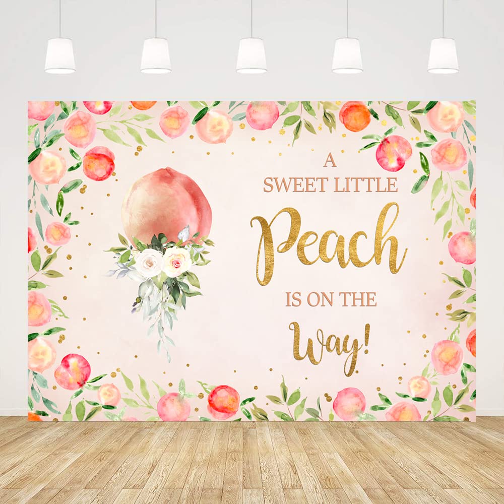 Ticuenicoa A Sweet Little Peach Is On The Way Backdrop For Baby Shower Pink Peach Photography Background For Babyshower It'S A Girl Backdrops Oh Baby Banner For Girl Birthday Photo Booth Props 5X3Ft