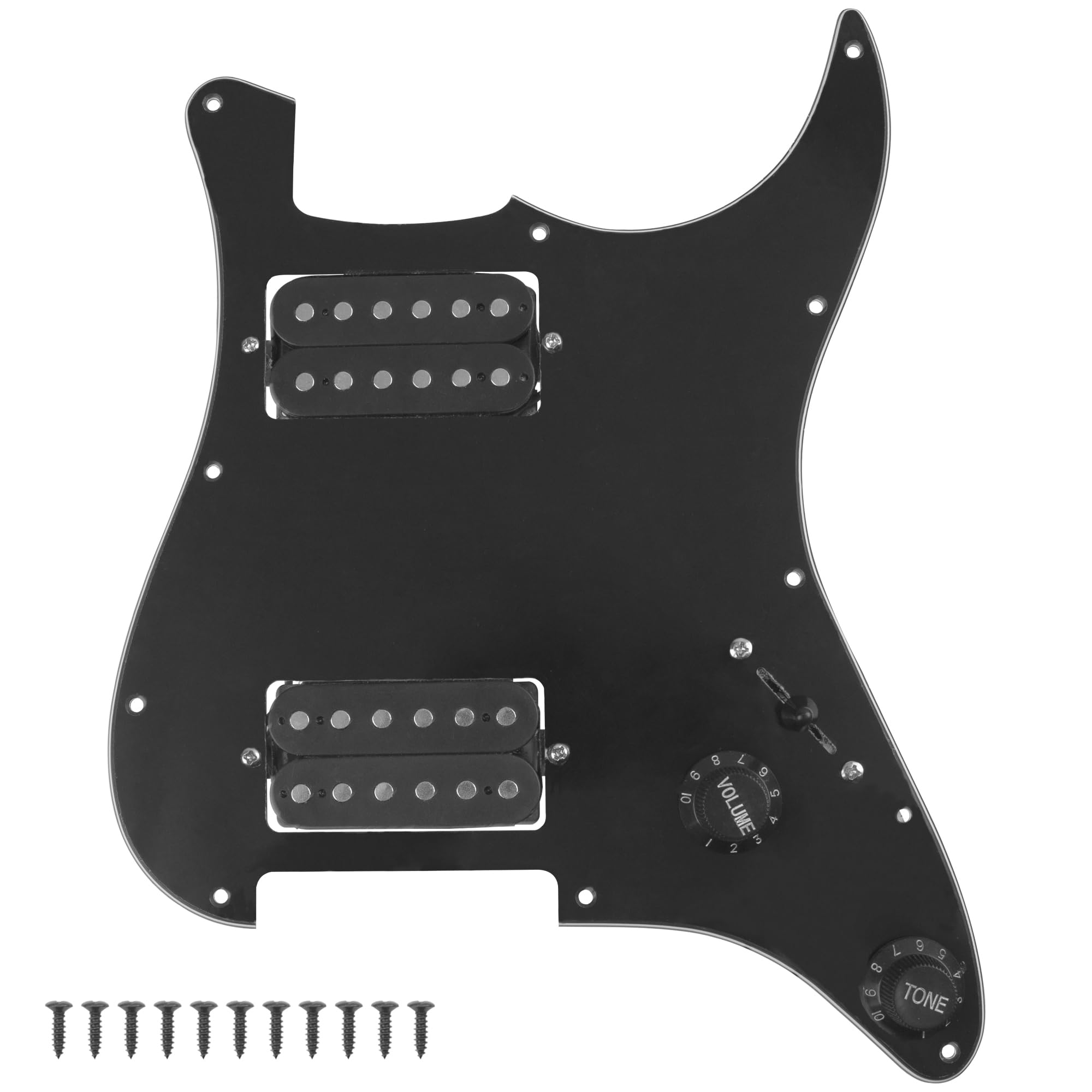 Yootones 11 Hole 3 Ply Hh Prewired Loaded Pickguard W/Alnico 5 Hh Humbucker Pickups Compatible With Usa/Mexican Fender Standard