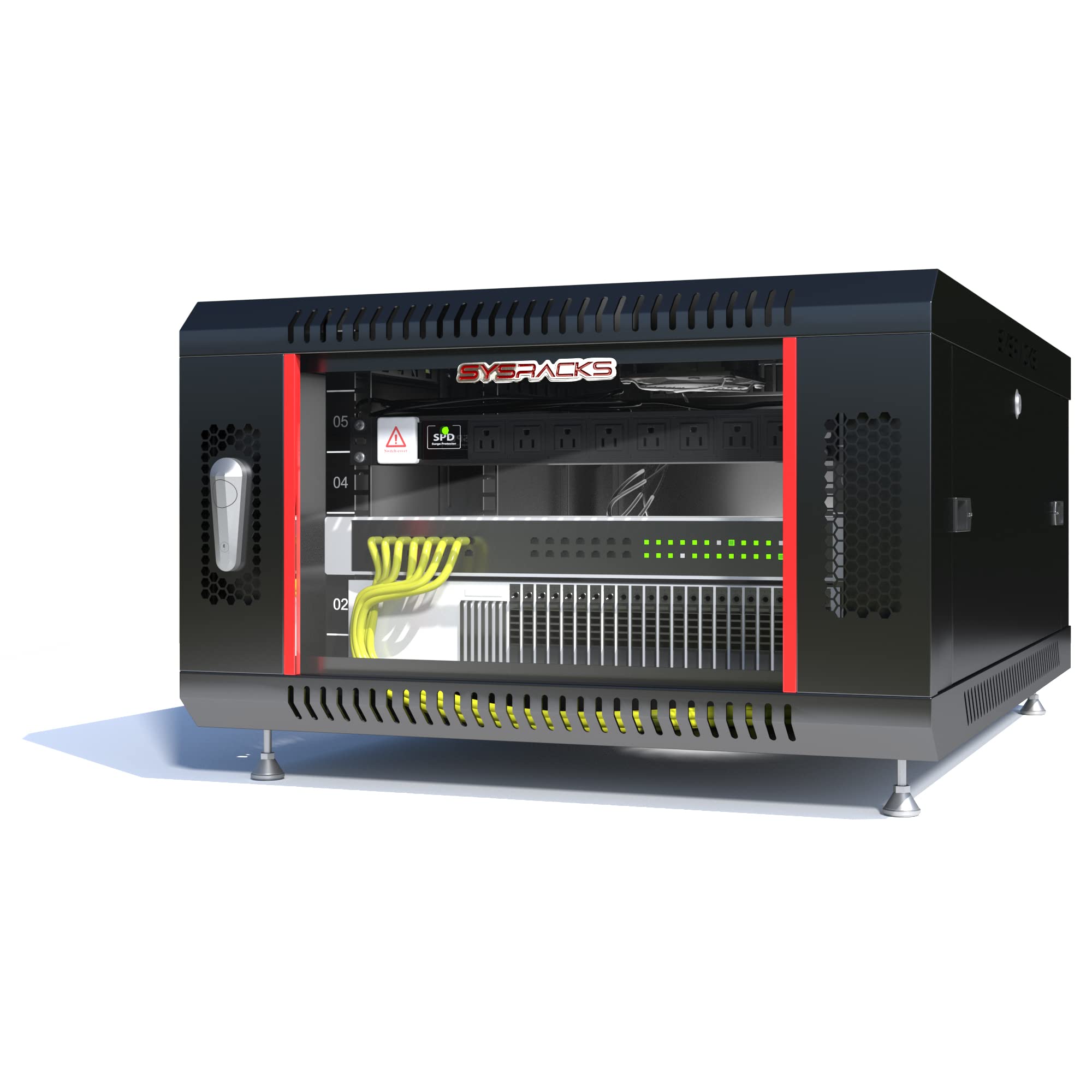 Server Rack   Wall Cabinet   6U Wall Mount Rack Enclosure With Fans   Audio Rack   Network Rack   24 Inch Depth Av Cabinet   On Levelers   Pdu   Shelf   Locking Cabinet   Black (6U 24'X18'X14.5')