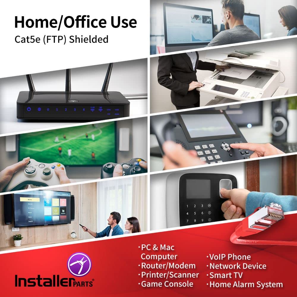 Installerparts Ethernet Cable Cat6 Cable Shielded (Sstp/Sftp) Booted 1 Ft   Red   Professional Series   10Gigabit/Sec Network/Hi