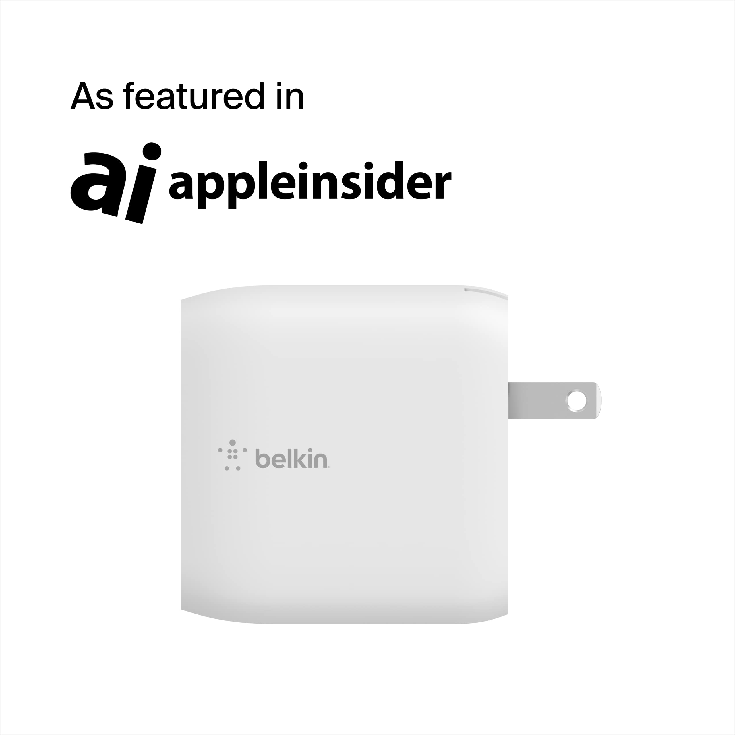 Belkin 40W Dual Port USB C Wall Charger, USB C Charger Fast Charging for iPhone 16, 15, 14, 13 Series, Pro, Pro Max, Plus, Mini, Samsung Galaxy S25, Galaxy S24, Pixel 9, iPad, AirPods, & More   White