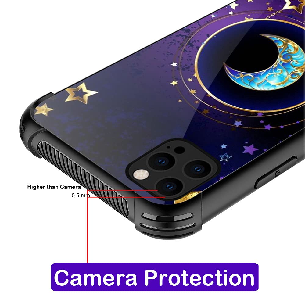ZHEGAILIAN iPhone 13 Mini Case Moon Star Mandala Shockproof Reinforced Corners Soft TPU Acrylic