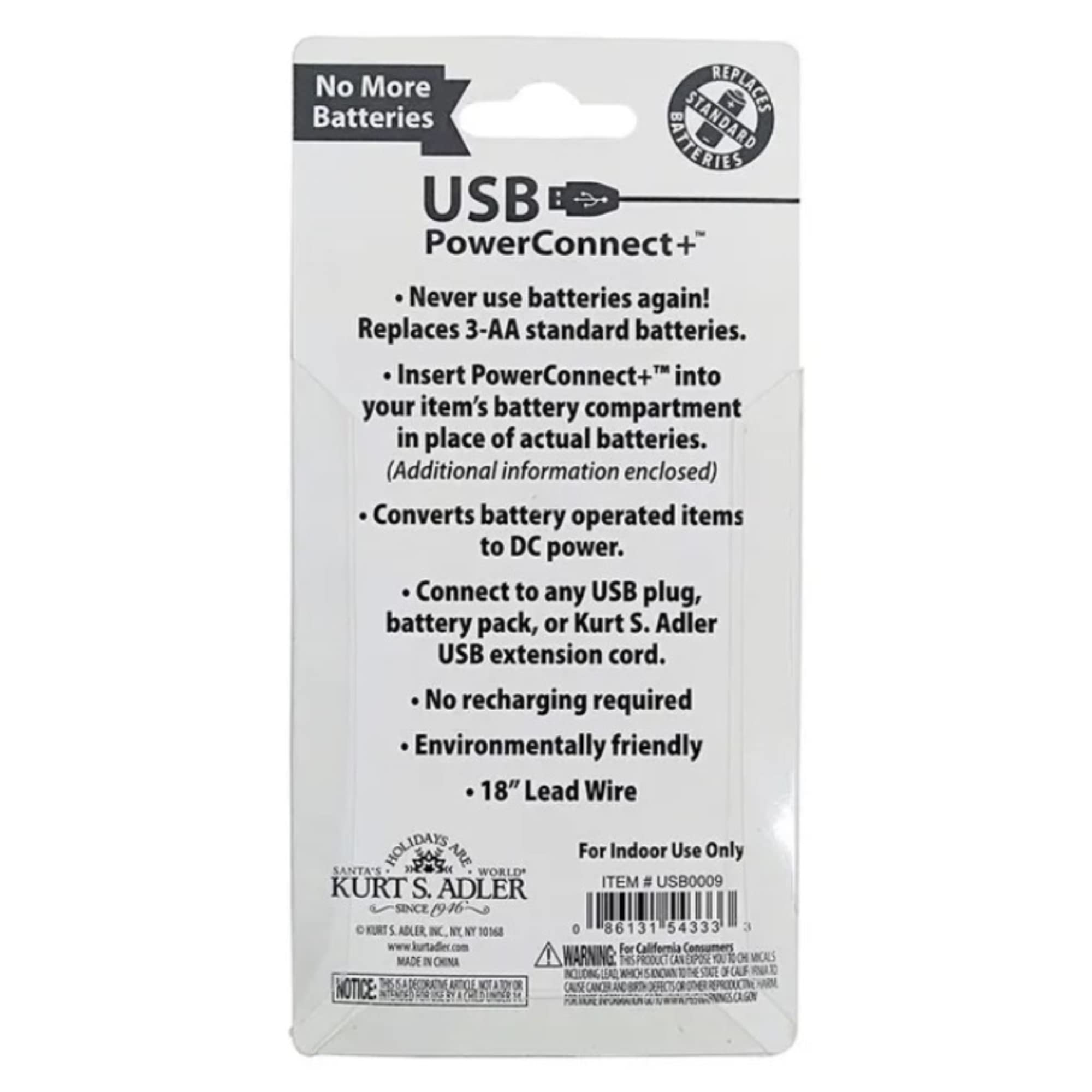 Kurt S. Adler 3 Aa Usb Power Connect And Converter