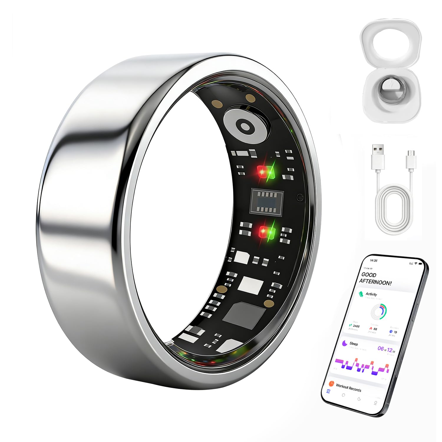 Smart Ring for Women Men, Health Fitness Ring Gen 3 with Free App No Subscription Fee, Stress & Sleep Monitor, Heart Rate & Step