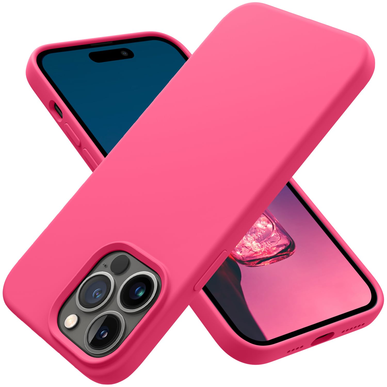 Otofly Designed For Iphone 14 Pro Max Case, Silicone Shockproof Slim Thin Phone Case For Iphone 14 Pro Max 6.7 Inch (Hot Pink)