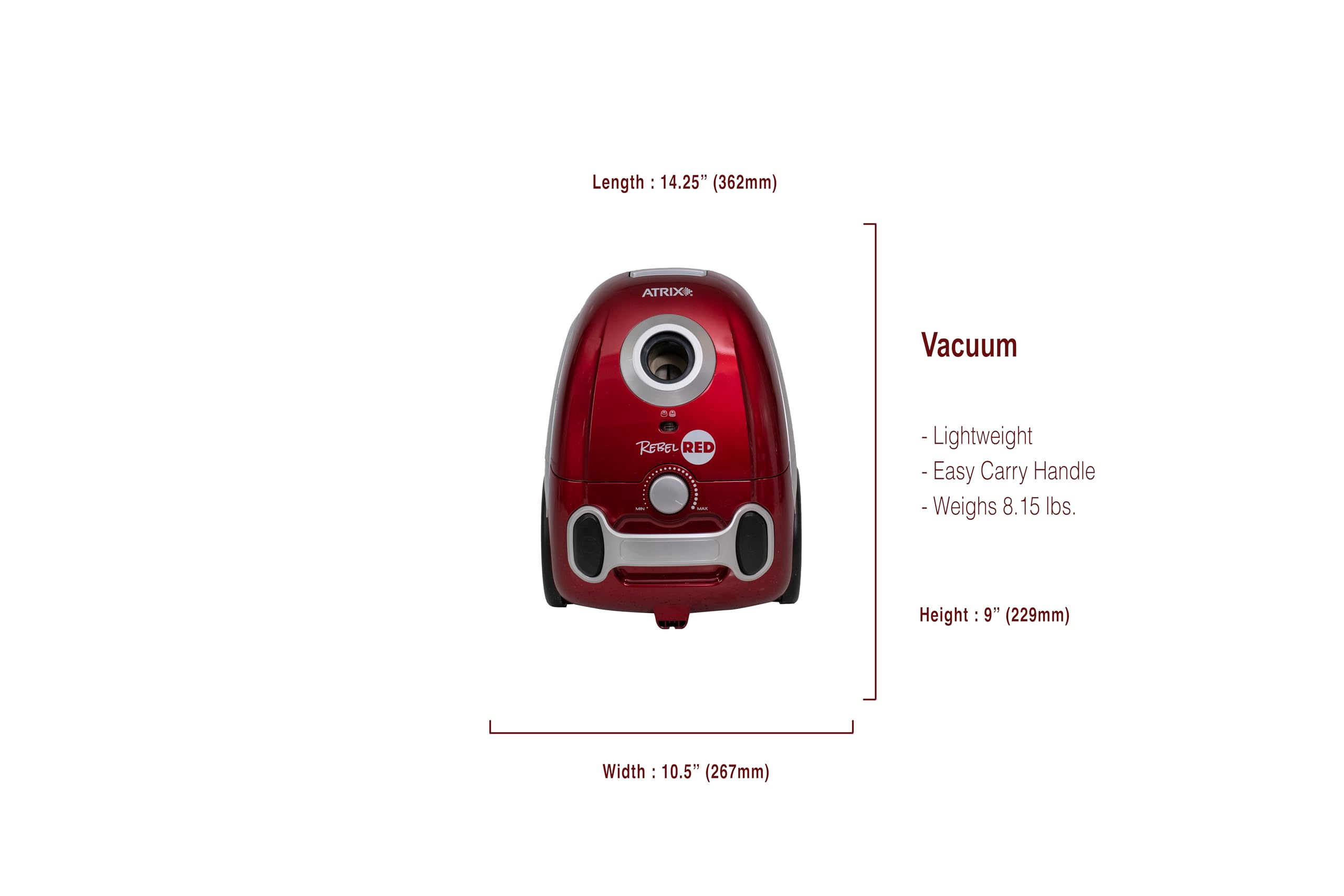 Atrix Rebel Red Hepa Canister Vacuum
