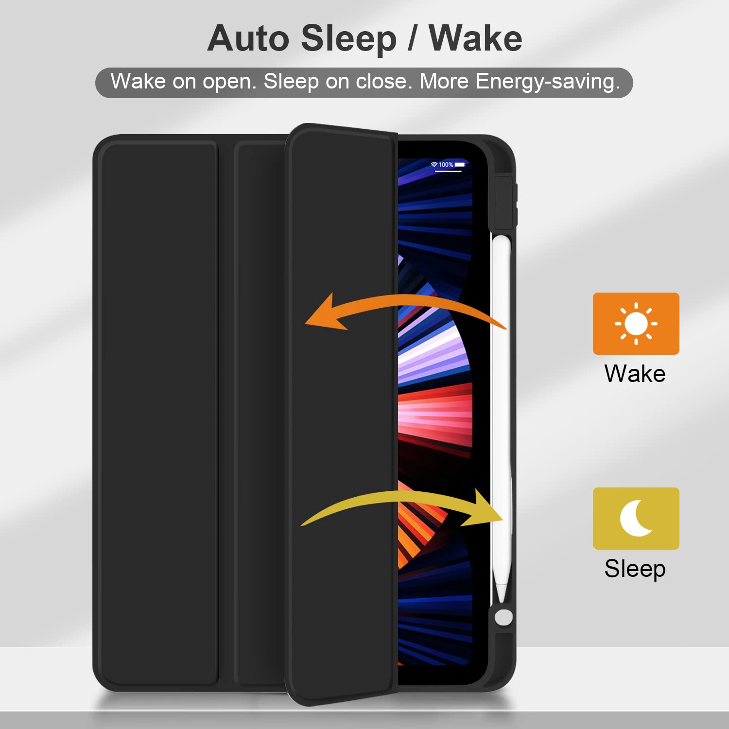 Batianda Hybrid Case For Ipad Air 13 Inch 2024 /Ipad Pro 12.9 Inch 2022 M2 2021 5Th / Ipad Pro 12.9' 4Th/3Rd Gen [Built In Pencil Holder] Shockproof Cover With Clear Back Shell Tpu Bumper, Cats