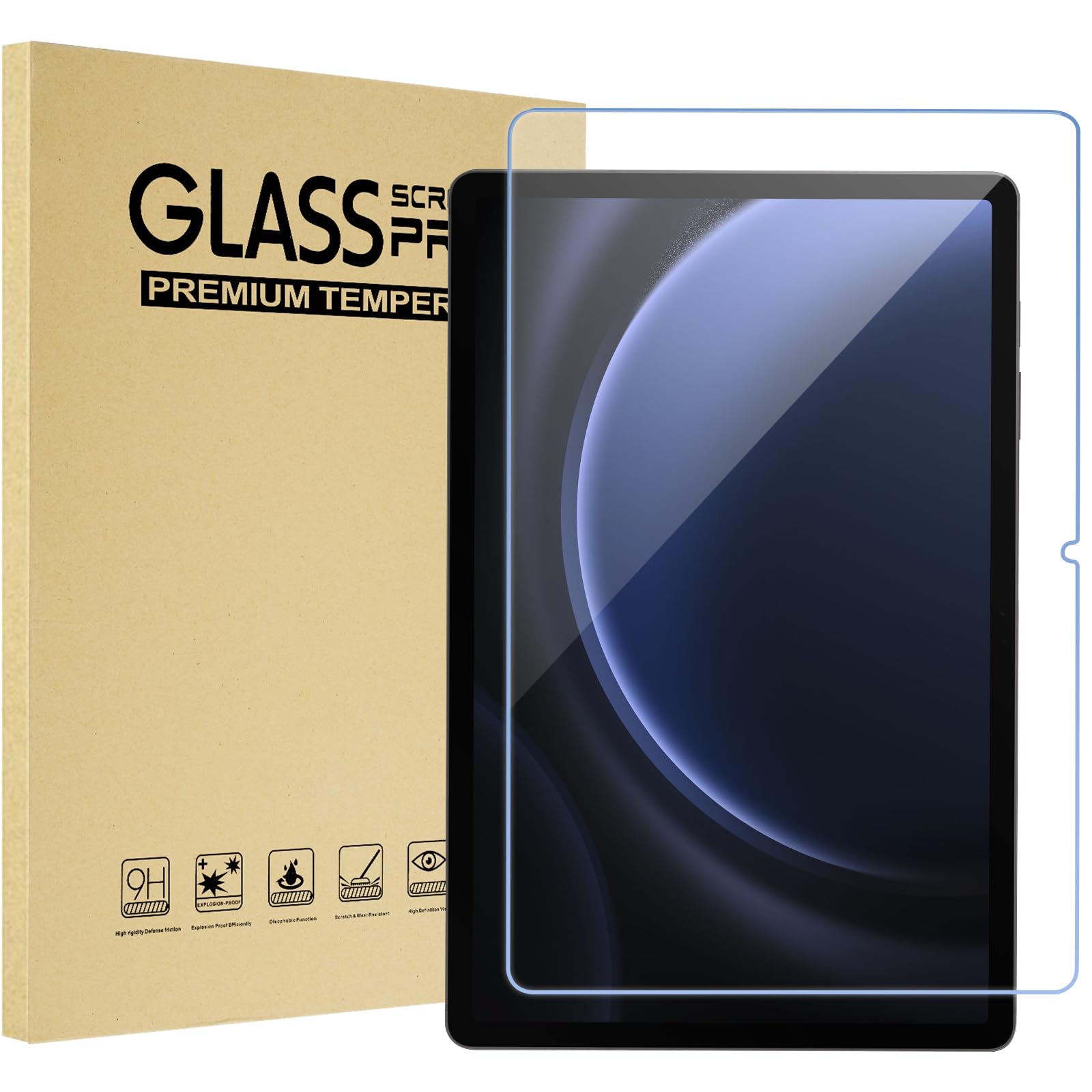 Procase 1 Pack Screen Protector For Galaxy Tab S9 Fe 10.9''/ S9 2023/ Tab S8 2022/ Tab S7 2020 11'', 9H Hardness Tempered Glass